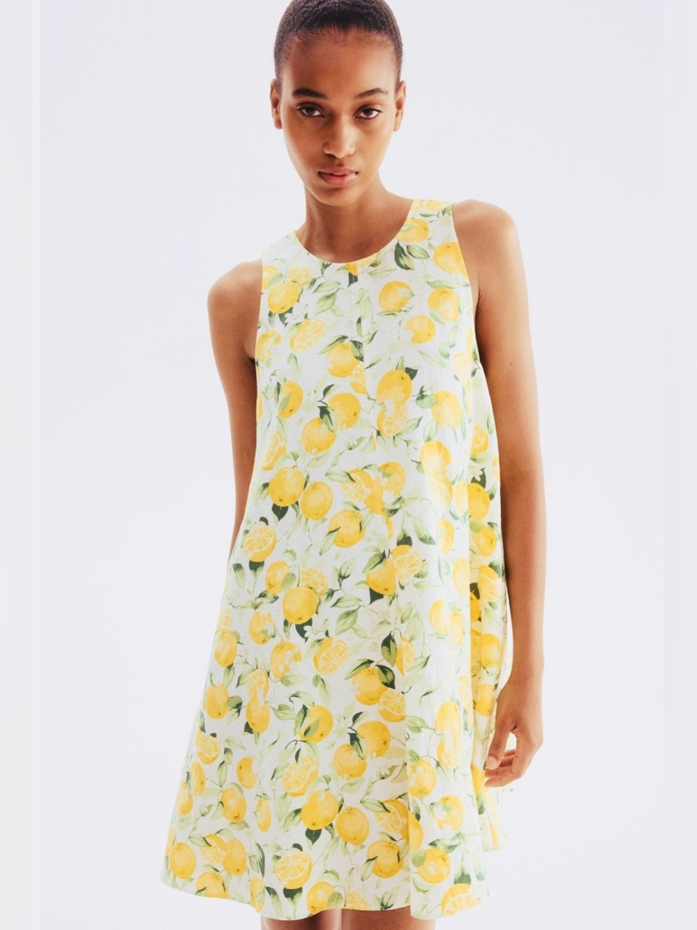 NWT H&M Lemon Print Sleeveless Mini Dress SZ XS VACAY BEACH TROPICAL SO SWEET!!!